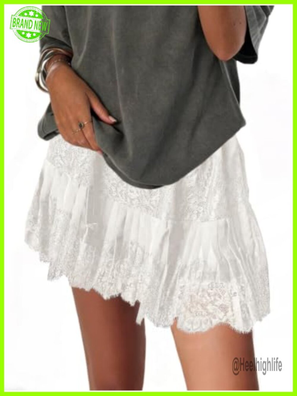 Lace Slip Skirt Low Rise Layered Pleated Ruffle Mini Underskirt